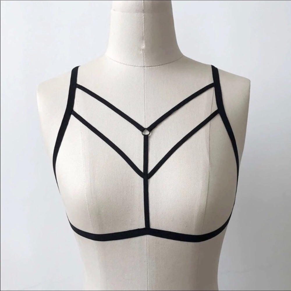 Coming Soon. New! Black Strappy Cage Bra - Picture 3 of 7